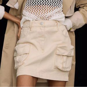 Anthropologie Pilcro Denim Cargo Mini Skirt Natural White - Size 2